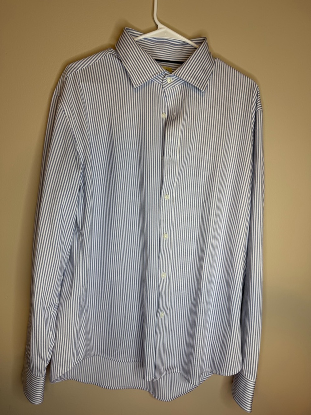 Men's Blue and White Striped  Elliot Mulryan Dress Shirt - Classic Formal Shirt